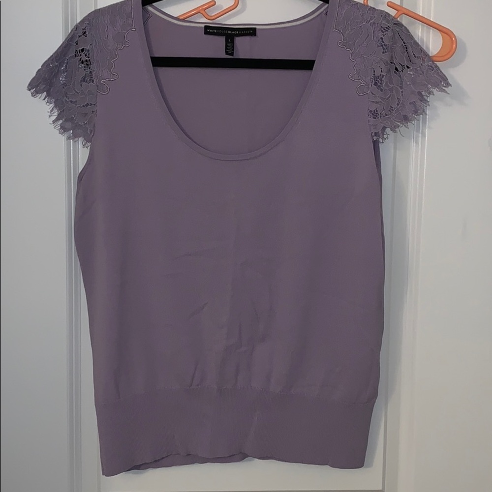 WHBM purple cap sleeve knit top